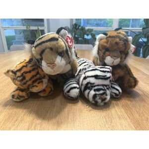 Lot 4 Ty Beanie Buddy Classic Tiger 1997-01 White Tiger Bengal Dash India Cats
